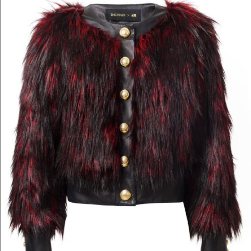 BRAND NEW Balmain for H&M Faux Fur Jacket